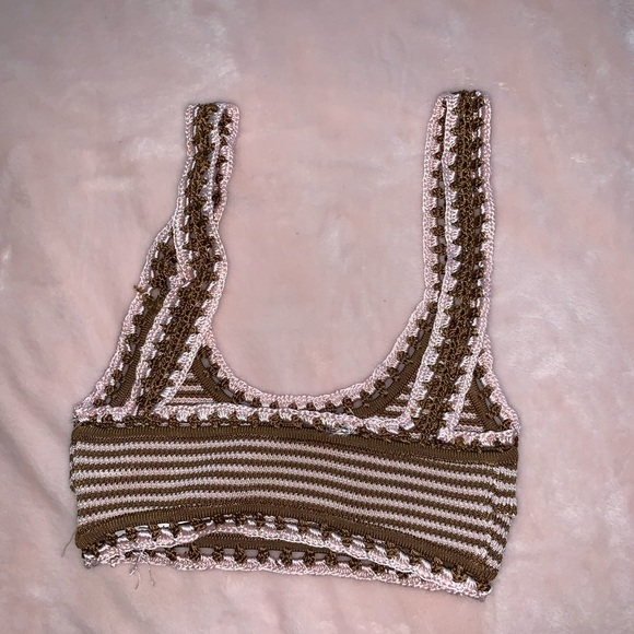 Solid & striped dawn crotchet bikini top XS brown‎ - Picture 4 of 9